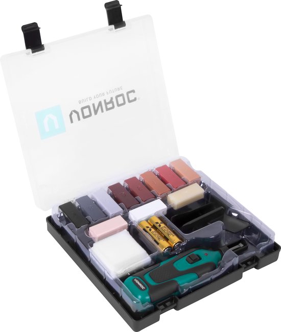 VONROC Reparatieset voor laminaat & hout – Incl. 11 mengbare kleuren en batterijen