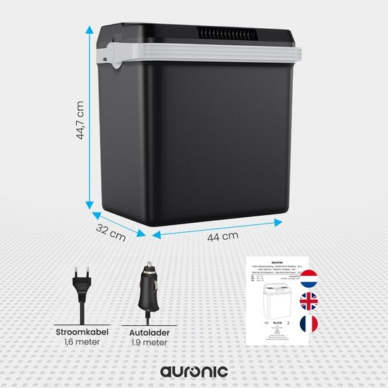 Auronic Elektrische Koelbox - Coolbox - 25L - 12V en 240V - Zwart