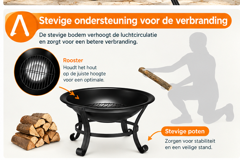 Yaheetech Vuurkorf voor Buiten - Zwart - 54 x 54 x 49,5 cm