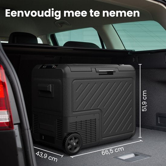 Auronic Elektrische Koelbox - Compressor - Met Wielen - 12V 230 Volt - Auto - 50L - Zwart/Grijs