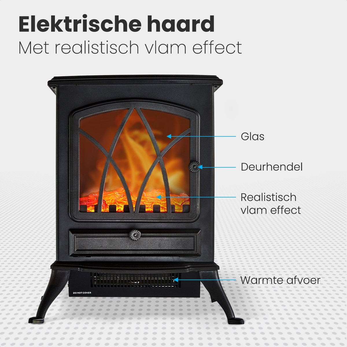 Auronic Elektrische Sfeerhaard - Realistisch LED Licht - Vrijstaand - 1000/2000 W - Zwart