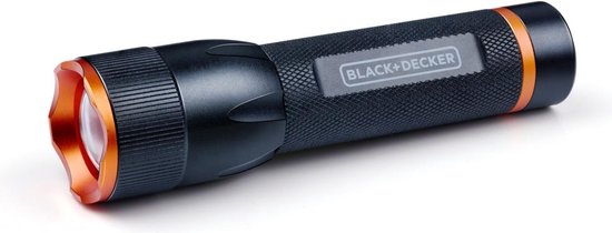 BLACK+DECKER LED Zaklamp 120 Lumen - 3W - 140M Bereik - 3 Lichtstanden: Hoog, Laag, Pulserend - Zwart/Oranje