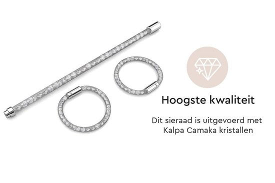 Yolora Dames Mesh Armband - Kalpa Camaka Kristallen - Zilverkleurig - Vrouwen Armband Zilver - Sieraden - Luxe Giftbox - Geschenkdoos - Cadeau doos - Exclusieve Geschenkverpakking - Mooie Cadeauverpakking
