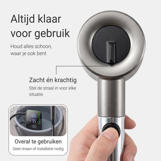 Oplaadbare Campingdouche met 2 waterfilters - 24x douchebeurten - 3 Standen (Mist, Normaal, Vol) - Buitendouche voor kamperen, honden, auto, fiets en camper - FLOAT Oasis