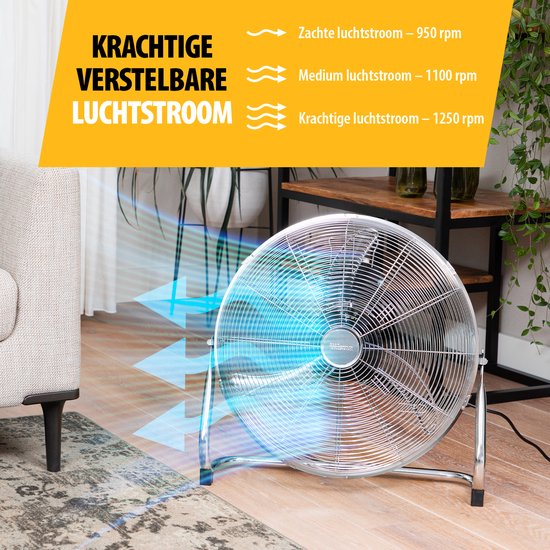 Tristar Metalen Vloerventilator 50 cm – 3 Standen – Boxventilator – 130° Instelbaar – Sterke Luchtstroom – VE-5885