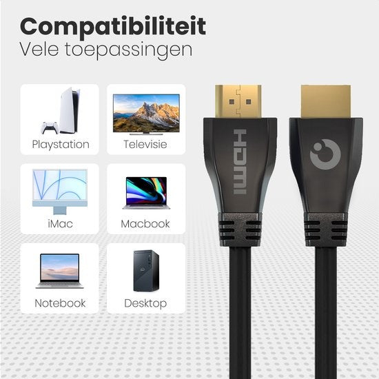 Auronic HDMI Ultra High Speed 2.1 Kabel - Ethernet - Male to Male Cable - Zwart - 2 meter