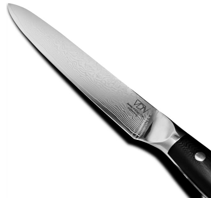 VDN Elegance Damaststaal Vleesmes 21 cm - Zwart Handvat