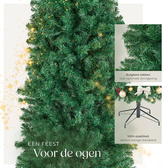 tectake® Kunstkerstboom - Levensecht met flexibele takken - Volumineus - Stabiel en eenvoudig te monteren - Kunstkerstboom als kerstversiering - 200 cm - 832 takken - groen