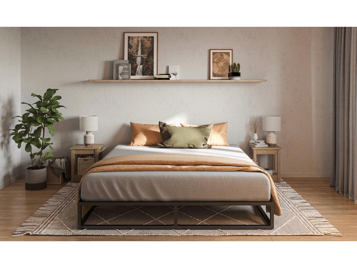 Emma Metalen Bed met Lattenbodem - 90 x 200 cm - Zwart