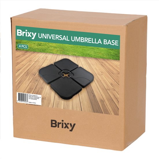 Brixy Parasoltegels - Parasolvoet - Vulbaar Tot 80kg - 50x50cm - 4 Stuks - Parasoltegels Voor Kruisvoet - Zwart