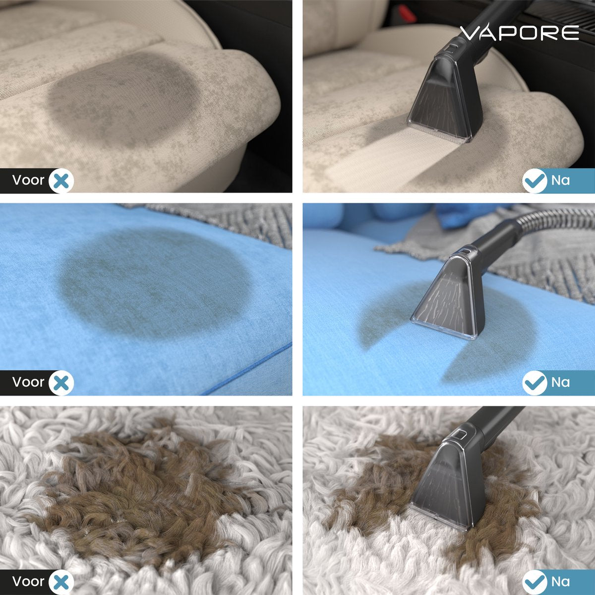 Vapore Tapijtreiniger - Draagbare Vlekkenreiniger - 1200W - Tapijtre Reinigen | Meubelreiniger | Met Zuigvermogen | Zetelreiniger | Zwart