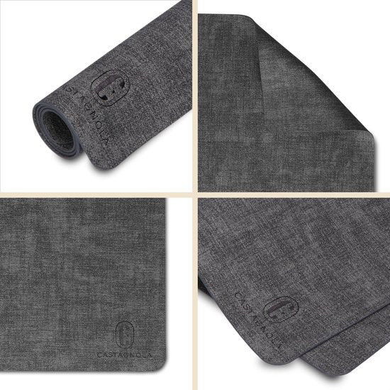 Castagnola Lederlook Placemats - Antislip Placemat van Kunstleer - Waterafstotende Onderlegger - Onderzetter - Placemats kunststof - 6 Stuks - 45 x 30 cm - Gemêleerd Zwart