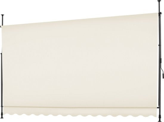 tectake - klemluifel - Zonnescherm – Zonneluifel - Verstelbaar - Klem-zonwering - Zonnescherm Balkon - 350 x 180 cm - beige – zonwering - 404966