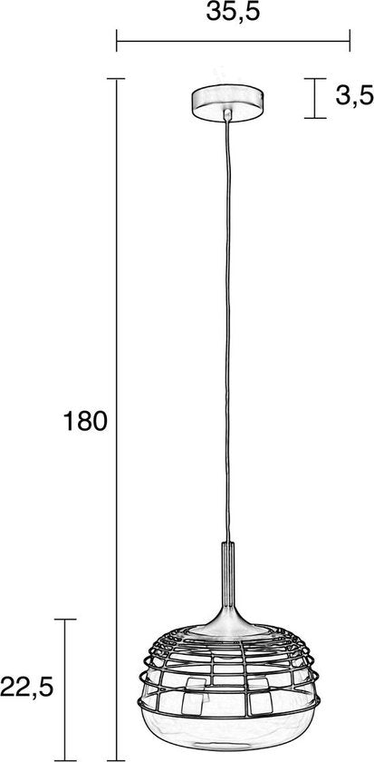 Zuiver Smokey Hanglamp - Zwart - 35.50x35.50x180 cm