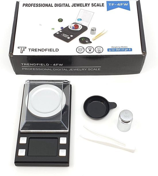 Trendfield Precisie Weegschaal 0,001 gram Incl. Batterijen - Digitale Keukenweegschaal - Medicijnen, Kruiden, Juwelen - Zwart