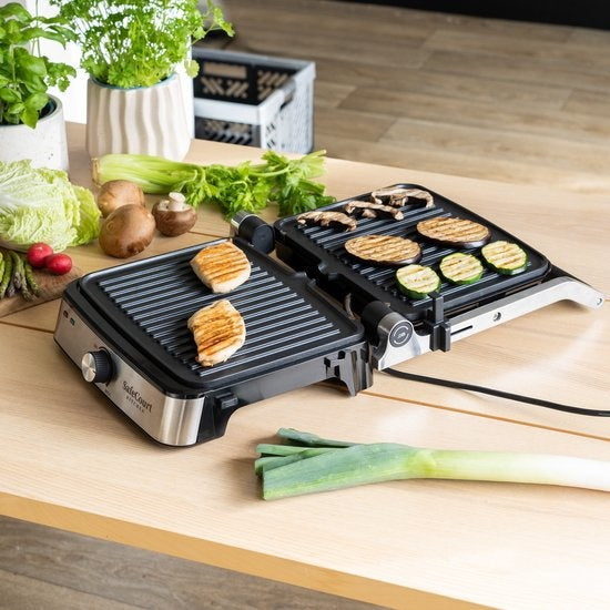 Safecourt Kitchen Contactgrill - CG200 - Compact - Uitneembare Platen - PFAS-vrij - Zilver