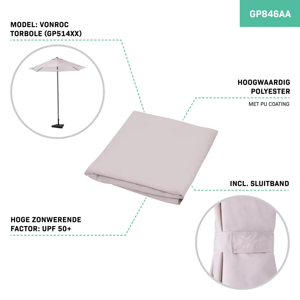 VONROC Parasoldoek - Ø200cm - Voor Stokparasol Torbole GP514XX | Beige