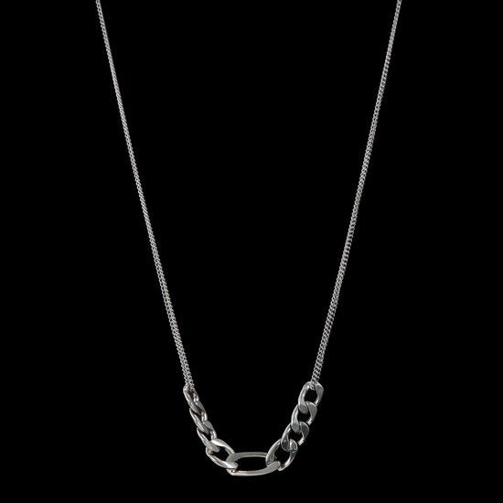 Laura Ferini Dames Ketting Romana Zilver - Zilverkleurige Ketting Met Schakel - 18K Witgoud Verguld - Halsketting - Collier- Sieraad - Accessoires - Dames Ketting Met Hanger