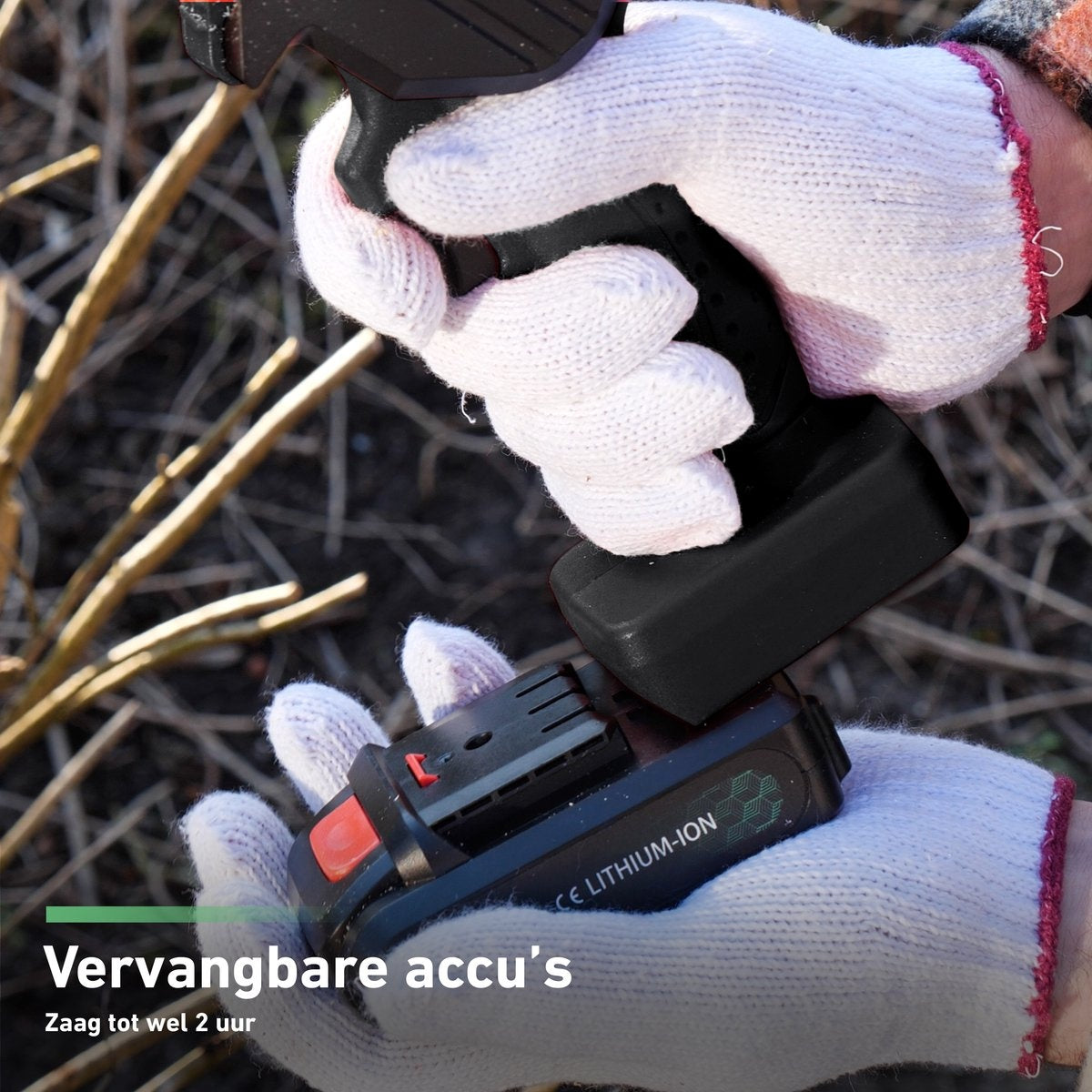 Mardin Mini Kettingzaag – Snoeizaag – 2 Accu’s – Incl. Koffer - Zwart