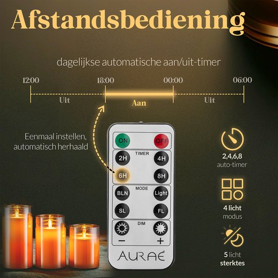 Auraé Led Kaarsen met Bewegende Vlam