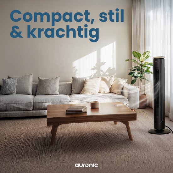 Auronic Torenventilator - Vloerventilator - Luchtkoeler - Ventilator Staand - 105 CM - 5 Snelheden - Met Afstandsbediening - Stille Ventilator - Fan - 45 dB - Zwart