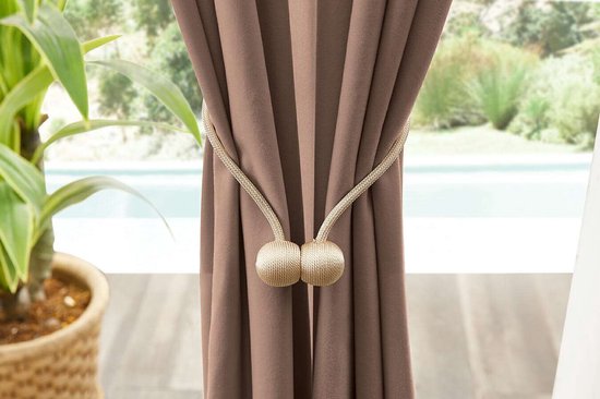 Larson - Velvet Gordijnen - 1,4 m x 2,5 m - Ringen - Roze