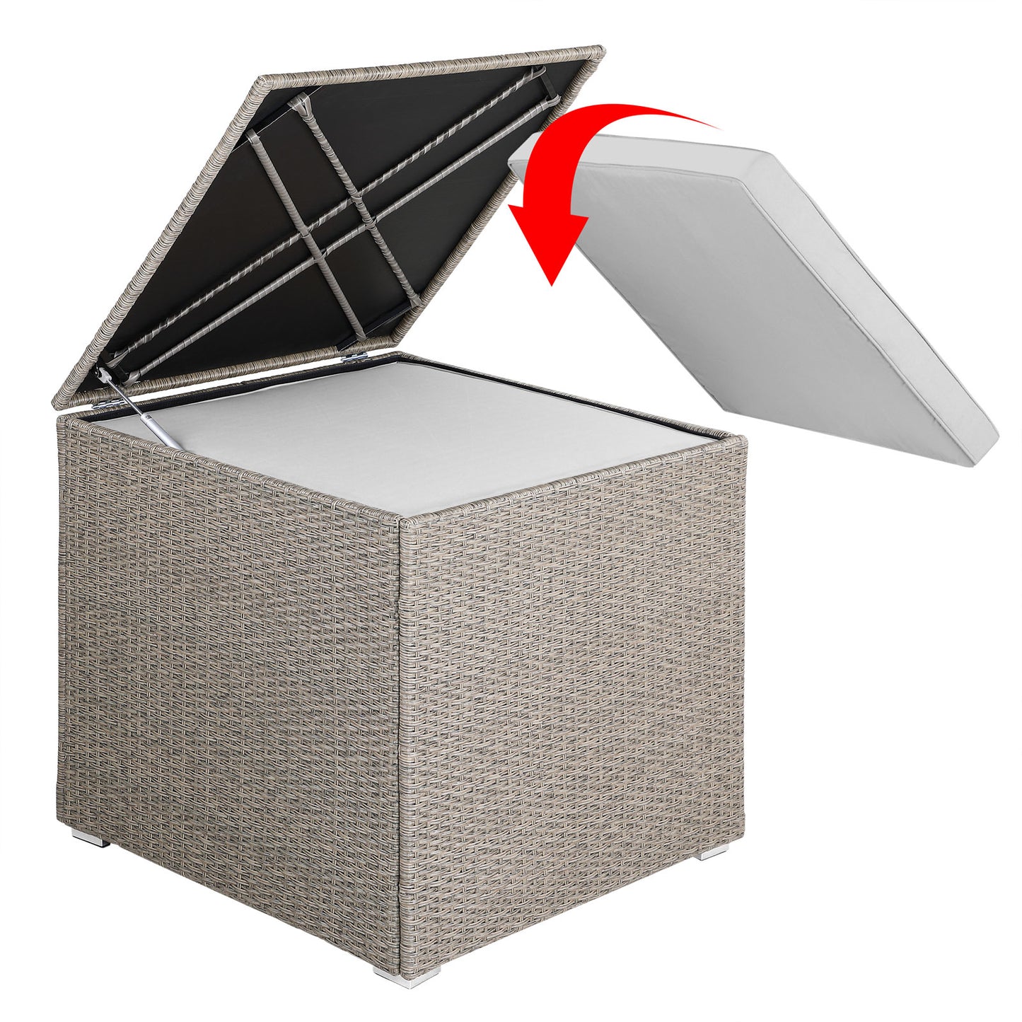 Casaria Polyrattan Kussenbox Tuinbox - Beige - 75x75x70cm