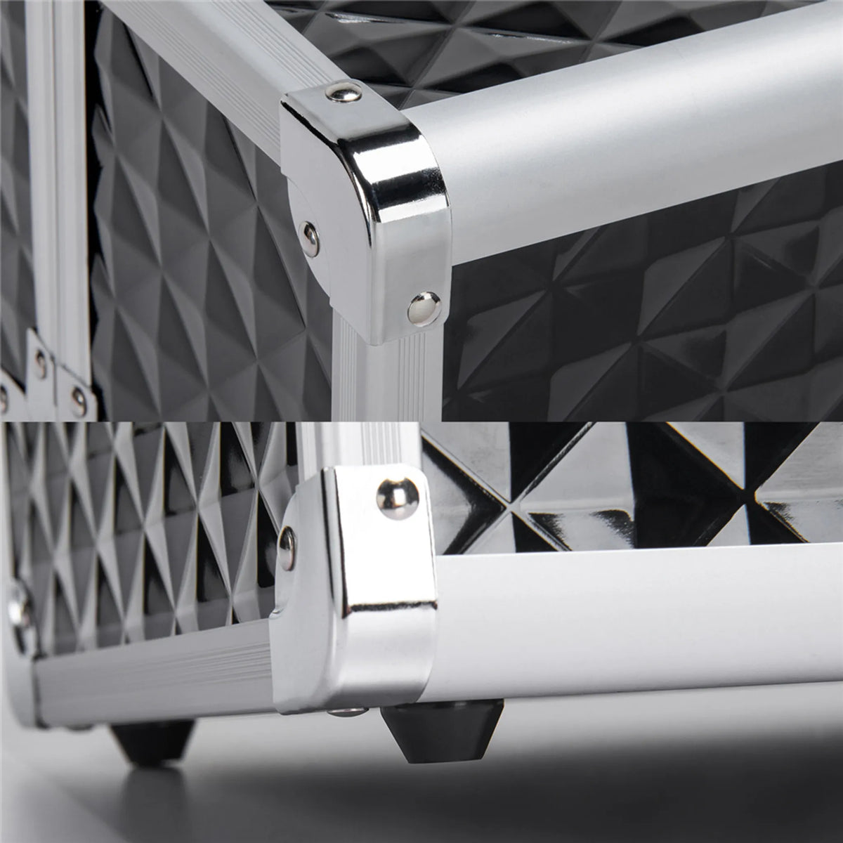 Yaheetech Make-upkoffer Beautycase – Voorzien Van 3 Lagen En Verstelbare Tussenschotten En Slot Met Sleutels – Voor Visagisten En Kappers – Zwart Aluminium – 34,7 x 22,2 x 25 cm