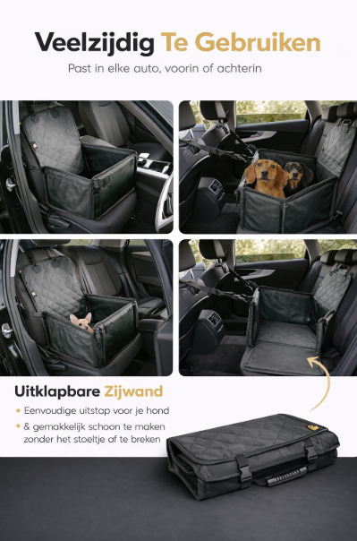 Hondenautostoeltje voor kleine en middelgrote honden incl. veiligheidsgordel - auto hondenstoel waterdicht en stabiel voor achterbank en voorstoel - hondenautostoel, hond passagiersstoel, autostoel voor honden