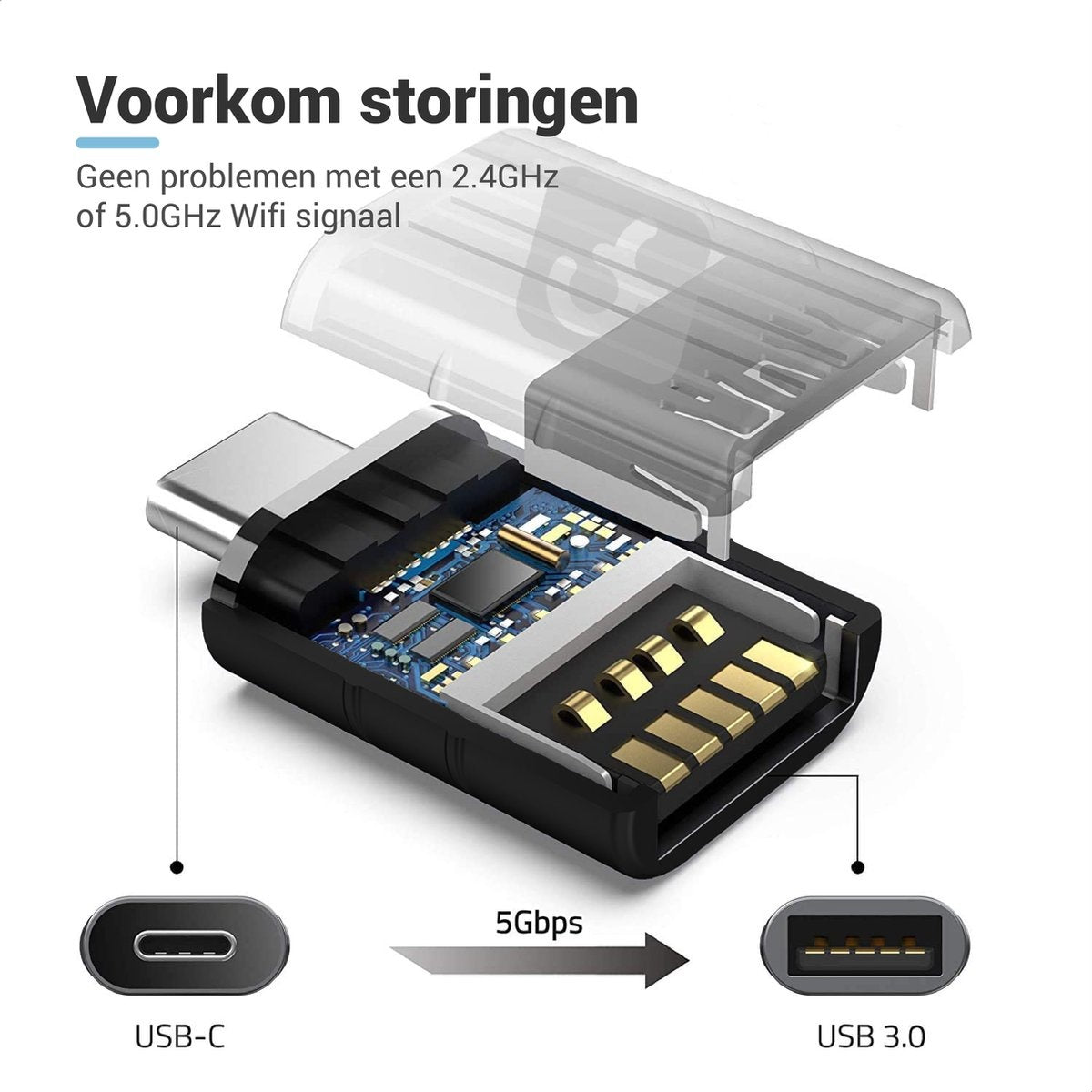 Teeco USB C naar USB A Adapter - 2 Stuks - Hub voor Macbook - 10Gbps - Zwart