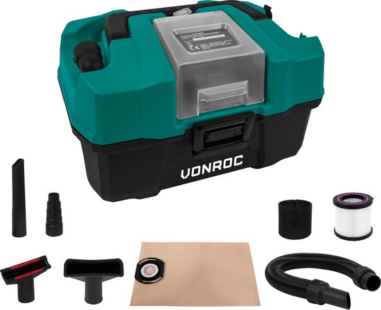 VONROC Compacte alleszuiger / stofzuiger - 20V - Incl. Diverse accessoires – Zonder accu & lader