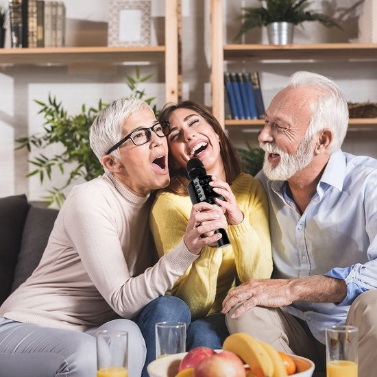 Auronic Karaoke Microfoon - Voor Kinderen en Volwassenen - Bluetooth - Draadloos - met Speaker - Zwart