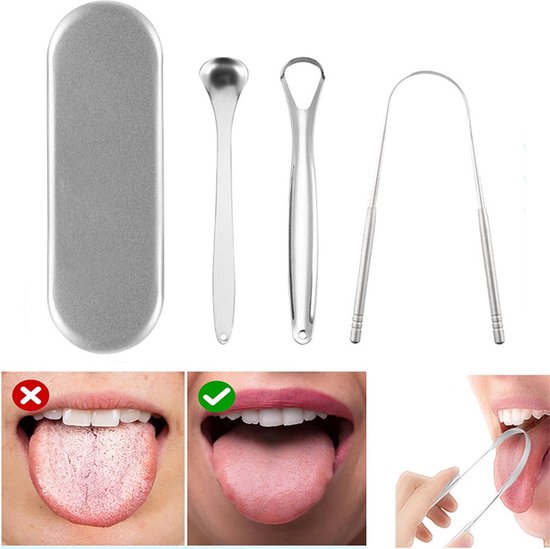 Techvavo® Professionele Tongschraper 3-in-1 Set - Tongreiniger - Ultieme Mondverzorging voor een Frisse Adem