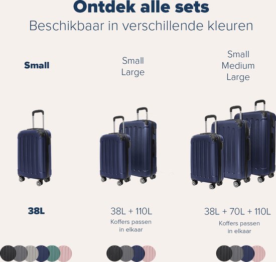 TRVLMORE Handbagage Koffer - 38L - Cijferslot - Lichtgewicht - Trolley - 54x36x20cm - Past binnen 55x40x20 cm - Donkerblauw