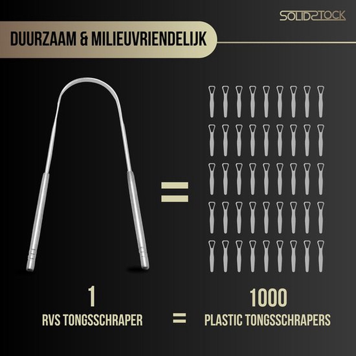 SolidStock Professionele Tongschraper - 5 in 1 Set - Voor Mondverzorging - Tongreiniger - Tongborstel - Ayurveda - RVS