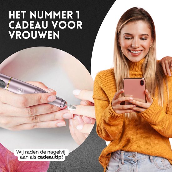 Beeperfect® Draadloze Elektrische Nagelvijl Pro Edition - Nagelfrees - Manicure en Pedicure set - Oplaadbaar - 11 Bitjes en 60 Schuurrolletjes - 30.000RPM - Roze