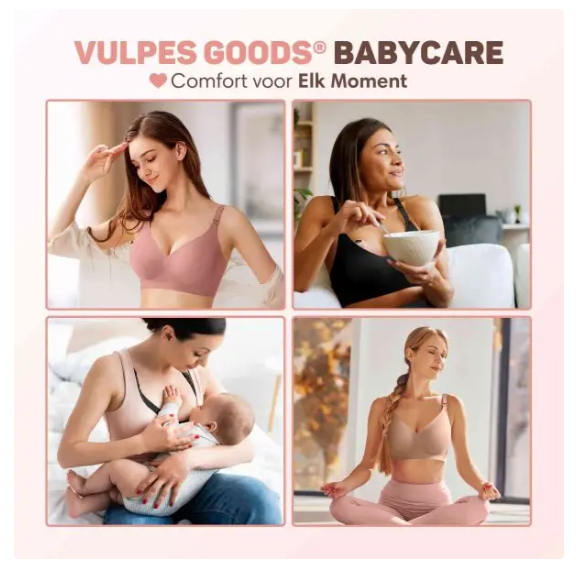 Vulpes Goods® – Voedingsbh Zonder Beugels – Maat XL – Voorzien Van Eénhandige Sluiting En Verstelbare Bandjes En OEKO-TEX® Certificering – Voor Borstvoeding En Zwangerschap – Crème Katoenmix