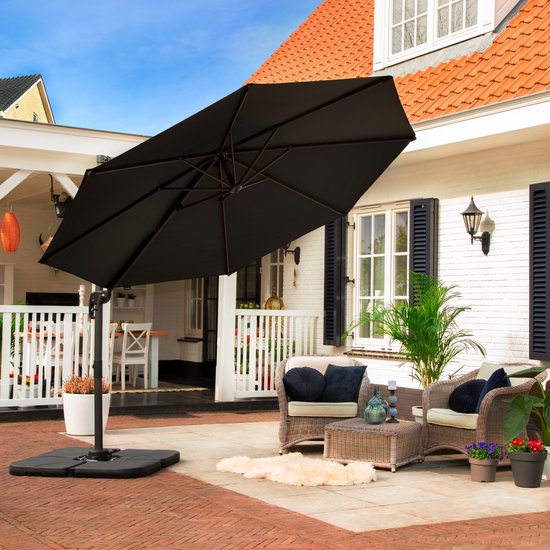 VONROC Parasoltegels – Vulbaar tot 25L per tegel – 50 x 50 x 10 cm – 4 stuks – Zwart