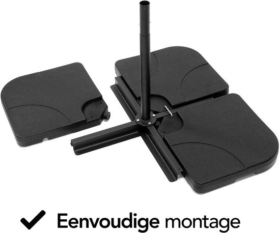 Brixy Parasoltegels - Parasolvoet - Vulbaar Tot 80kg - 50x50cm - 4 Stuks - Parasoltegels Voor Kruisvoet - Zwart
