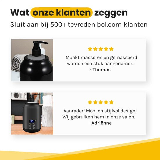 Bolusso Zwarte Massage Olie Verwarmer - Massageolie Verwarmer 30 Tot 65 Graden - Guasha - Massage Apparaat - Inclusief 2 Dispensers & Massage Tool - Elektrische Flessenwarmer- Massage Olie Erotisch