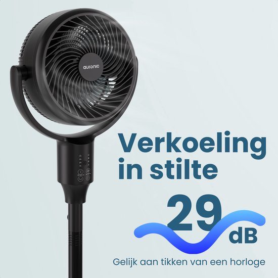 Auronic Statiefventilator - Staande Ventilator - Luchtkoeler - Vloer en tafelventilator - Omni - 3 Snelheden - Stille Ventilator - Fan - Met Afstandsbediening - Zwart