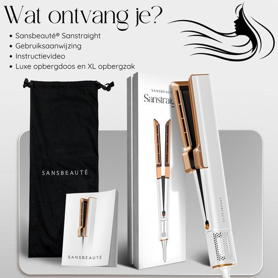Sansbeauté Stijltang – Wet-to-Dry, 3 Warmtestanden – 1600 W – 34,2 x 4,6 x cm – Zwart