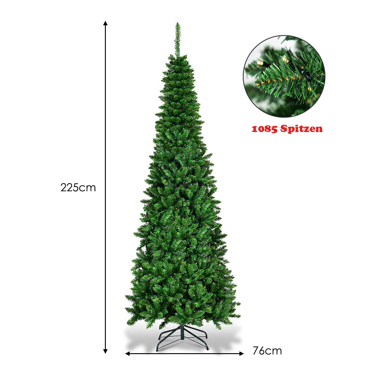 Coast Kunstkerstboom Potloodvormig - Groen - 225 cm