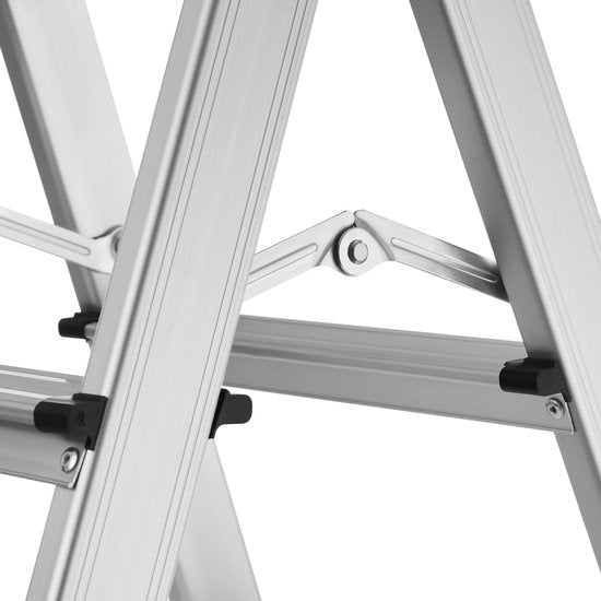 tectake® Dubbelzijdige Aluminium Keukentrap - 2 Treden - 38,5 cm - Stevige Trap Ladder - Opklapbaar Opstapje - Antislip Huishoudtrap