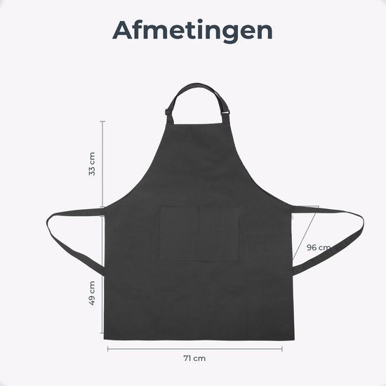 Keukenschort - Water- en vuilafstotend - Professioneel Kookschort - Schort voor Dames en Heren - Horeca Sloof - Unisex - Verstelbare Gesp - Extra Grote Vakken - Grijs