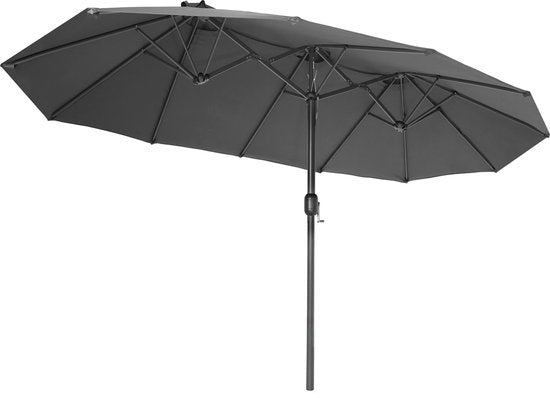 tectake® - Dubbele parasol Silia - Terrasparasol - XXL-parasol - grijs - 404256