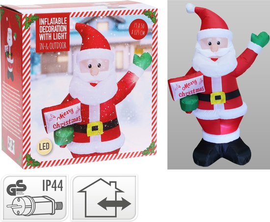 Opblaasbare Kerstman 125cm - met verlichting