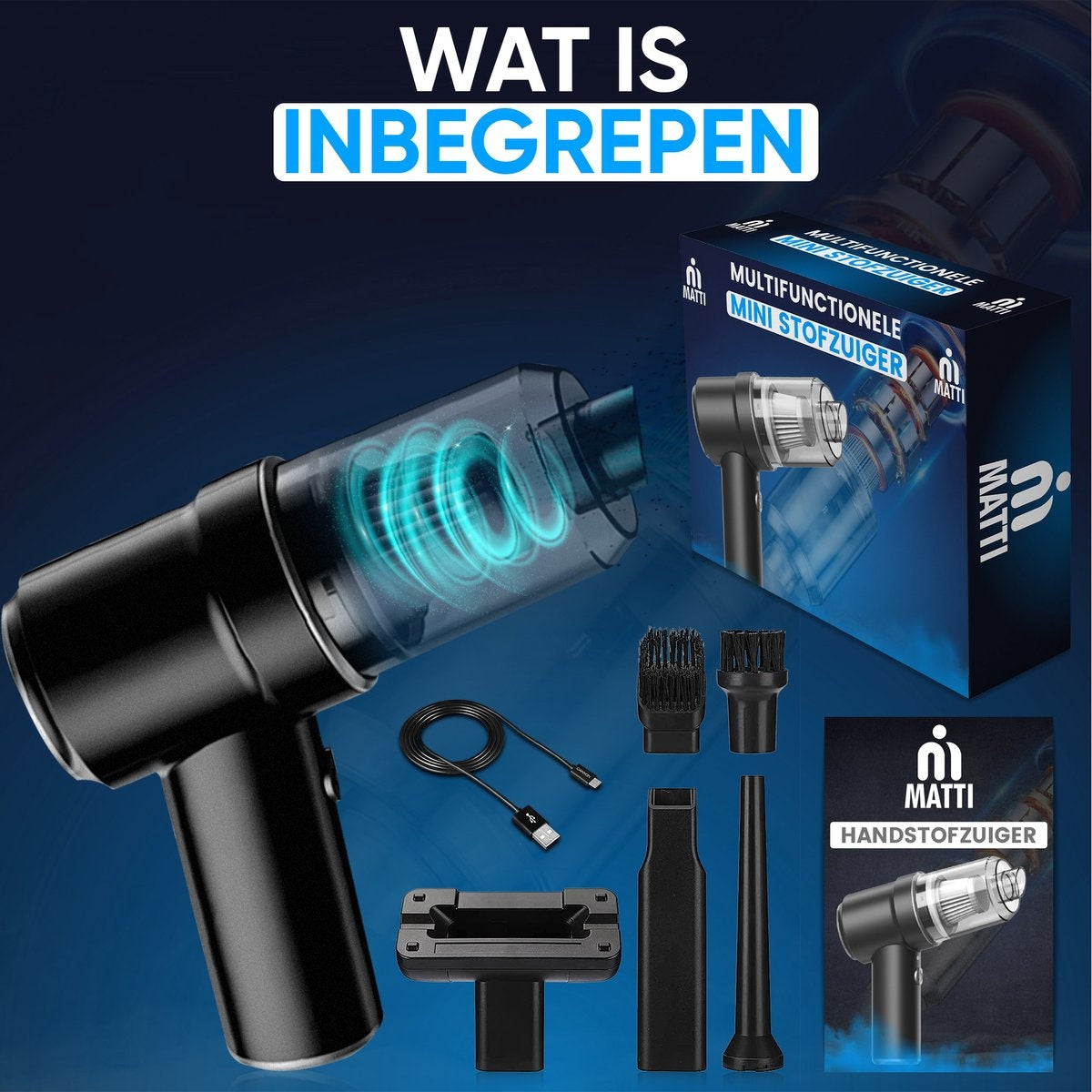 Matti Auto Stofzuiger - Draadloos - Oplaadbaar - Blaasfunctie - Multifunctioneel