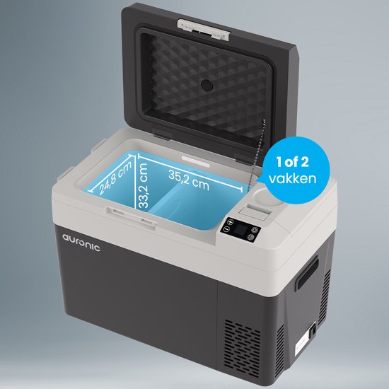Auronic Elektrische Koelbox - Frigobox - Compressor - 12V 230 Volt - Auto - 30L - Zwart/Grijs