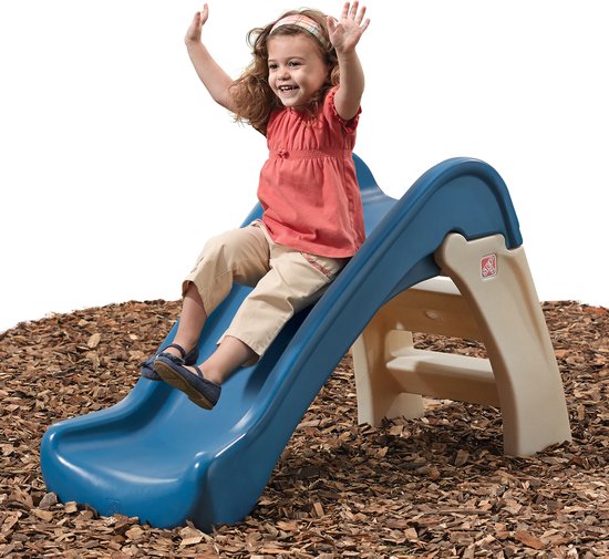 Step2 Play & Fold Jr. Glijbaan in blauw - Opvouwbare glijbaan voor peuter / kind van 1,5 tot 4 jaar - Plastic kinderglijbaan voor de tuin / buiten